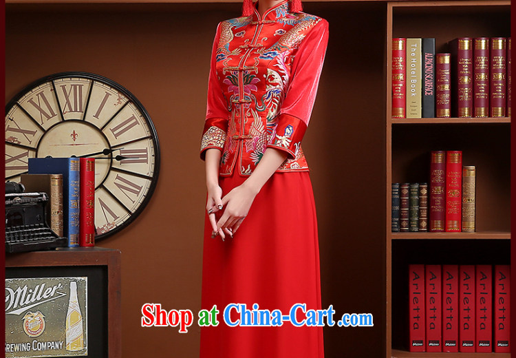 Wei Qi 2015 new summer new bridal dresses long sleeved retro red toast clothing cheongsam Chinese long wedding dress red XXL pictures, price, brand platters! Elections are good character, the national distribution, so why buy now enjoy more preferential! Health