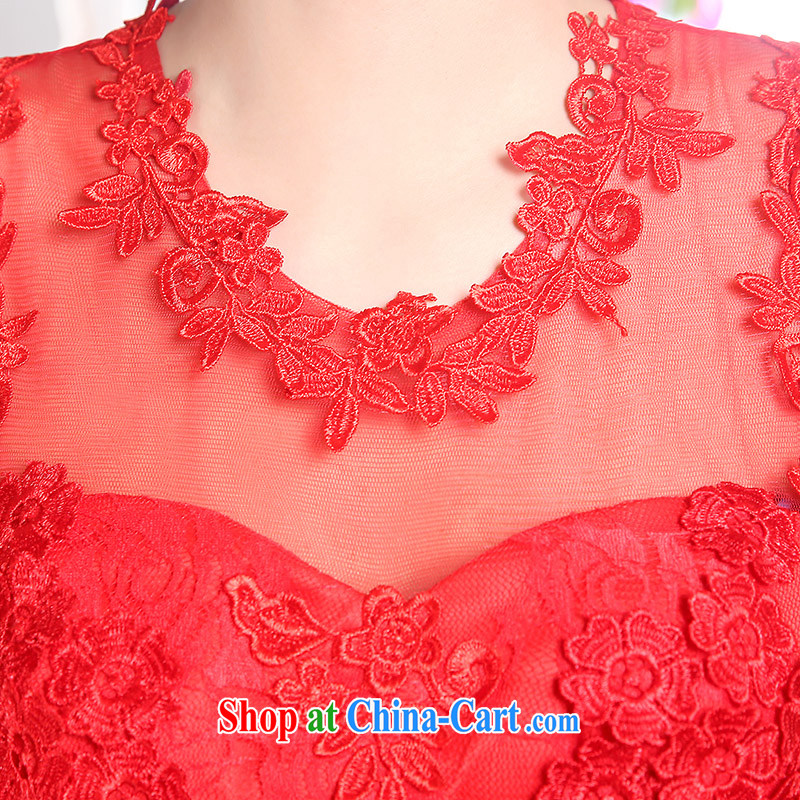 Qi wei bridal wedding dress summer 2015 new wedding dresses Korean short shoulders bare chest skirt cultivating small dress ball red M, Qi wei (QI WAVE), online shopping