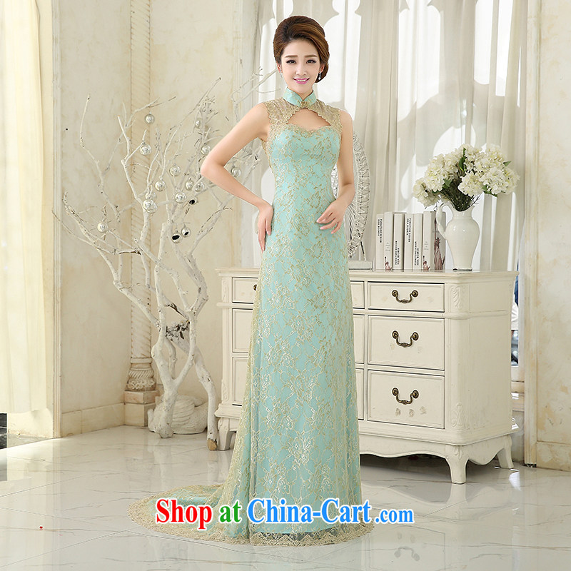 Evening Dress long, summer 2015 new bride toast clothing stylish graphics thin crowsfoot dresses evening dress luxurious evening dress new discount game ice blue. size 5 - 7 Day Shipping, 100 Ka-ming, and shopping on the Internet