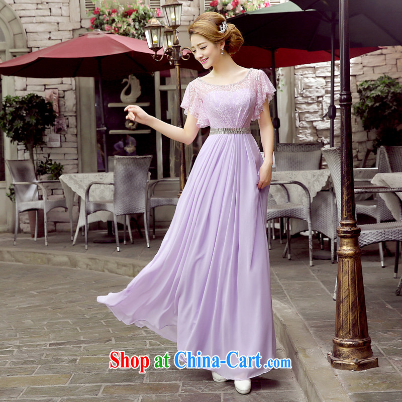 Wedding dress 2015 new bride's toast service banquet service lace long cultivating red evening dress Evening Dress dress bridal new products bundle mail light purple. size 5 - 7 Day Shipping, 100 Ka-ming, and shopping on the Internet