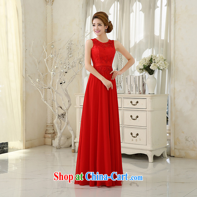 Evening Dress dress bridal wedding toast clothing 2015 new lace round-collar video slim, evening dress bridesmaid moderator dress female new national package mail Red. size 5 - 7 Day Shipping, 100 Ka-ming, and shopping on the Internet
