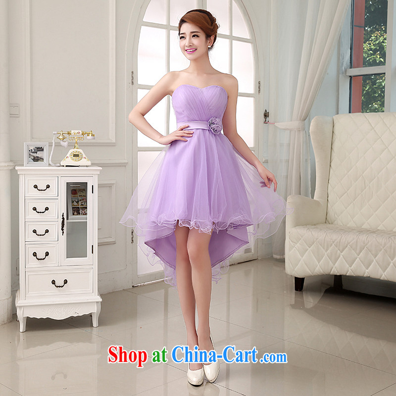 Dress Evening Dress dress short skirt 2015 new stylish beauty luxury lace bridal bridesmaid short before long dresses winter clothing dresses genuine package mail light purple. size 5 - 7 Day Shipping, 100 Ka-ming, and shopping on the Internet