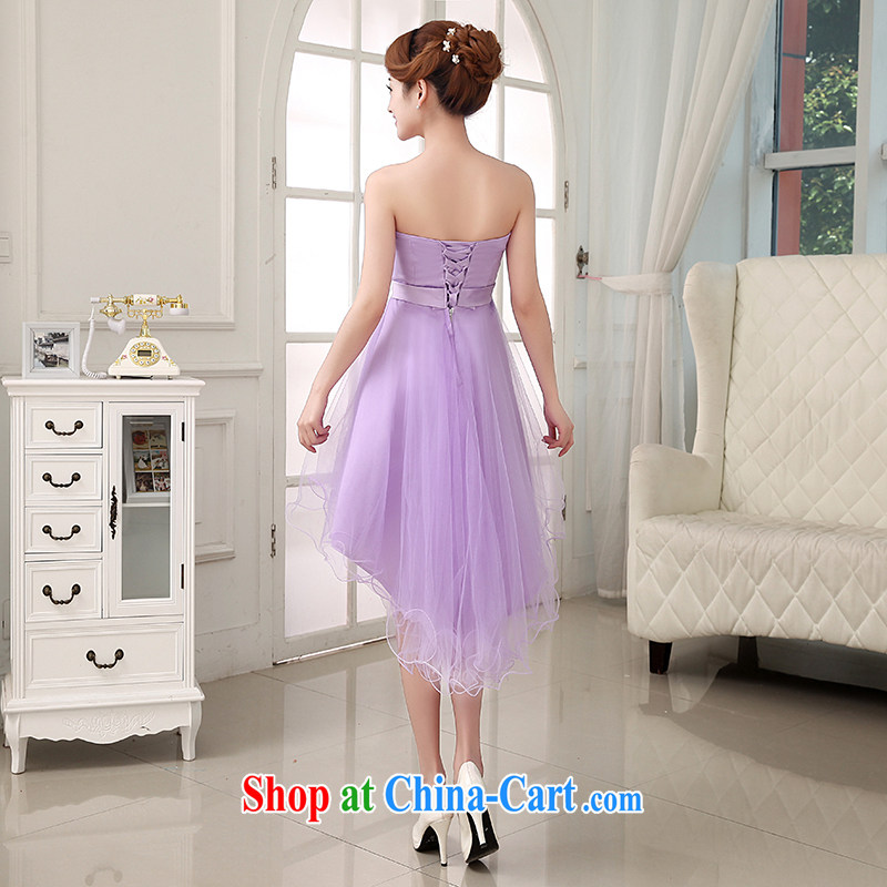 Dress Evening Dress dress short skirt 2015 new stylish beauty luxury lace bridal bridesmaid short before long dresses winter clothing dresses genuine package mail light purple. size 5 - 7 Day Shipping, 100 Ka-ming, and shopping on the Internet