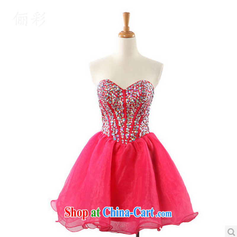 An MMS message short temperament dress skirt banquet bridesmaid dress shaggy dress party dresses of red XL