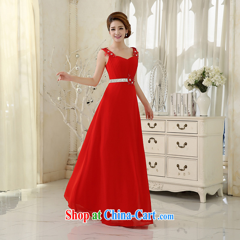 2015 new wedding dresses serving toast bride marriage and stylish wood drill cultivating the waist pink Evening Dress long bridesmaid's dress and package mail Red. size 5 - 7 Day Shipping, 100 Ka-ming, and shopping on the Internet