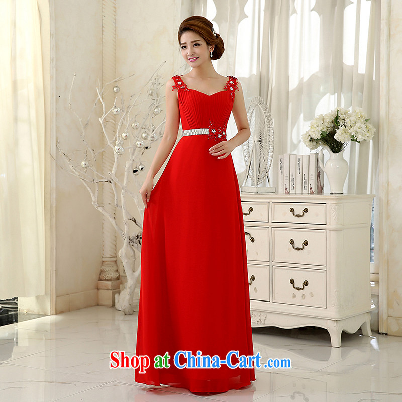 2015 new wedding dresses serving toast bride marriage and stylish wood drill cultivating the waist pink Evening Dress long bridesmaid's dress and package mail Red. size 5 - 7 Day Shipping, 100 Ka-ming, and shopping on the Internet