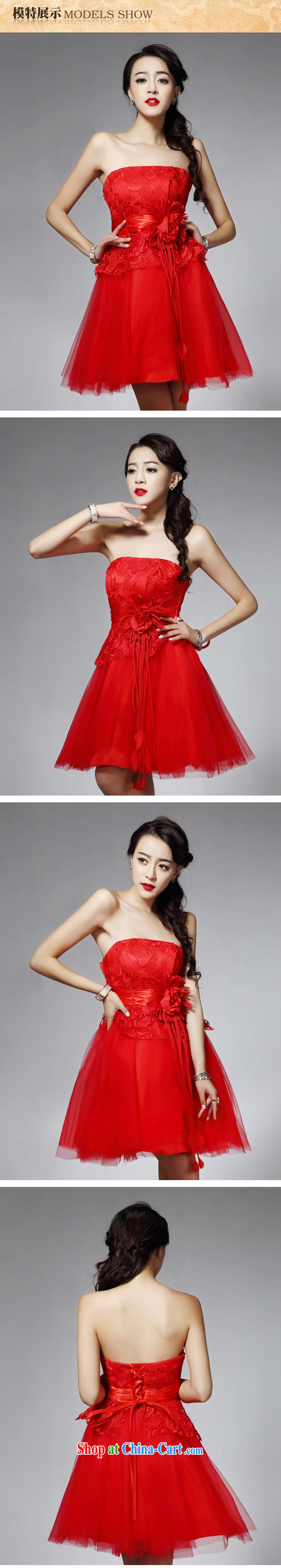 LED color red erase chest small dress girl lace sexy Princess dress bridesmaid dress short dress red M pictures, price, brand platters! Elections are good character, the national distribution, so why buy now enjoy more preferential! Health