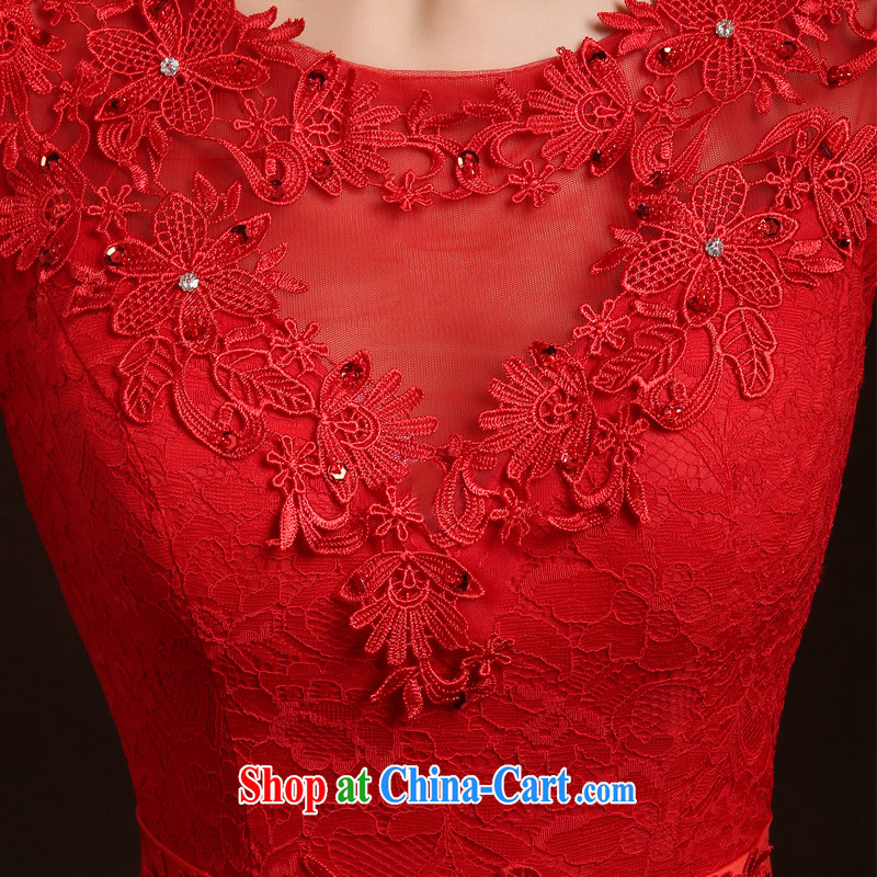 wedding dresses new 2015 winter bridal red bows beauty service annual meeting banquet dress long wedding dress small tail wedding dresses red L, 100-ball (Ball Lily), online shopping