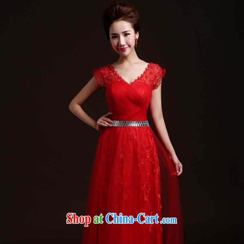 fall and winter bridesmaid dresses new 2015 red bows Service Bridal Fashion wedding banquet Annual Meeting Evening Dress long, cultivating small-tail bridesmaid dress uniform toast red L, 100-ball (Ball Lily), online shopping