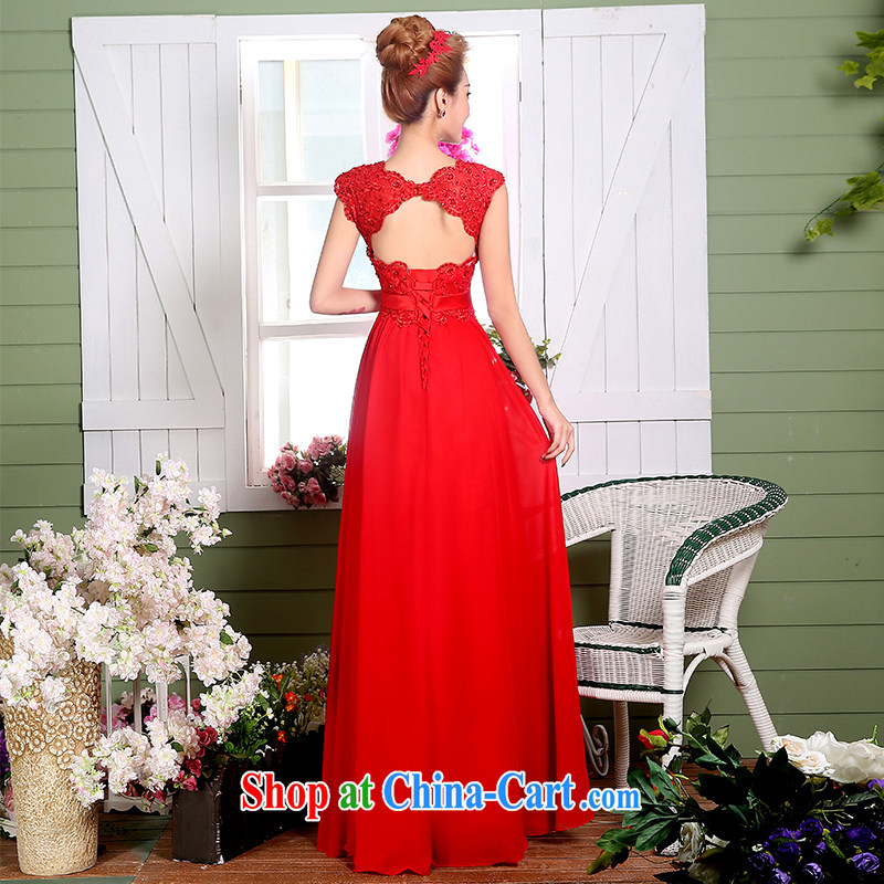 The Vanessa serving toast bride summer 2015 new wedding dress a Field double-shoulder dress red long strap banquet dress party annual graduation dresses red XL (stylish tie-up three-dimensional lumbar) and Vanessa (Pnessa), online shopping