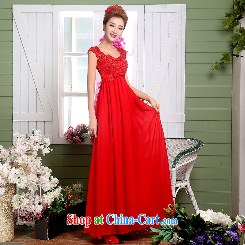 The Vanessa serving toast bride summer 2015 new wedding dress a Field double-shoulder dress red long strap banquet dress party annual graduation dresses red XL (stylish tie-up three-dimensional lumbar) and Vanessa (Pnessa), online shopping
