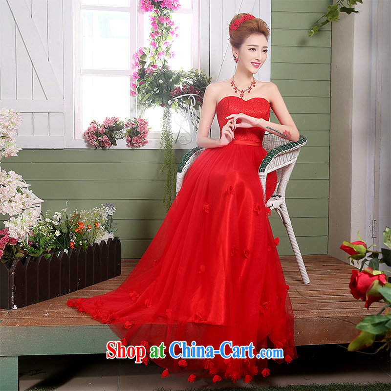 The Vanessa serving toast bride summer 2015 New Red wedding dress long wiped his chest annual banquet dress zipper cultivating graphics thin alignment to dress female Red XL (red long, elegant alignment), the Vanessa (Pnessa), online shopping