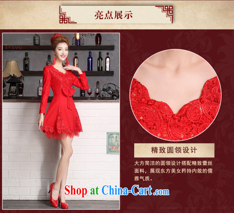 The Vanessa bridal toast clothing summer 2015 new wedding dresses red long-sleeved one shoulder dress red short wedding dress annual banquet dress red XL (the necklace earrings) pictures, price, brand platters! Elections are good character, the national distribution, so why buy now enjoy more preferential! Health