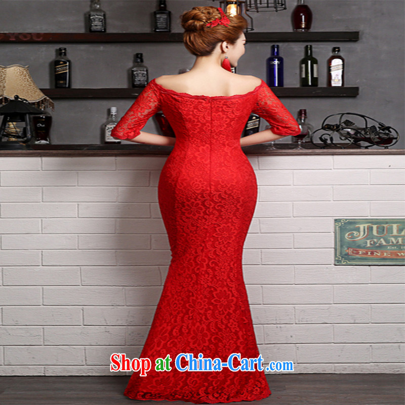 The Vanessa toast Service Bridal Fashion summer 2015 new crowsfoot banquet dress bridal wedding dress cultivating a field double-shoulder red dress, red ball XL (the necklace earrings) and Vanessa (Pnessa), online shopping