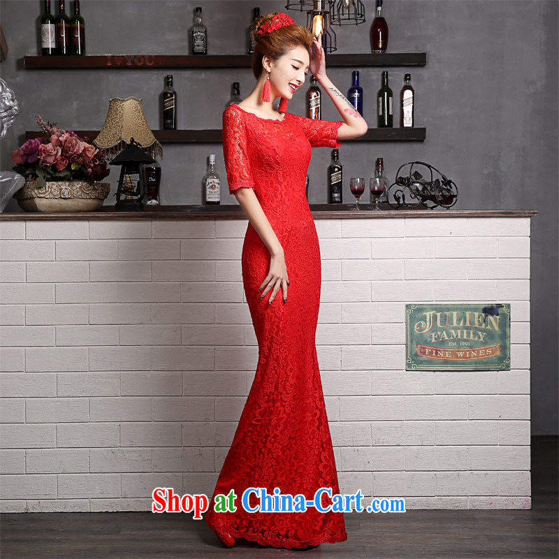 The Vanessa toast Service Bridal Fashion summer 2015 new crowsfoot banquet dress bridal wedding dress cultivating a field double-shoulder red dress, red ball XL (the necklace earrings) and Vanessa (Pnessa), online shopping