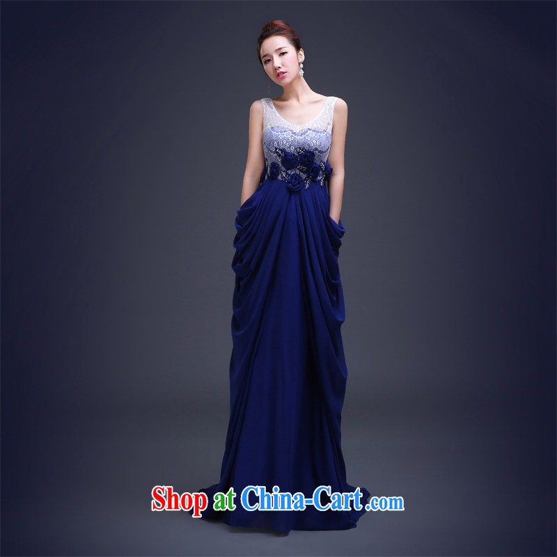 2015 fall and winter New Evening Dress royal blue long, cultivating bridesmaid sisters served as banquet annual meeting moderator Evening Dress uniforms blue L, 100-ball (Ball Lily), and shopping on the Internet