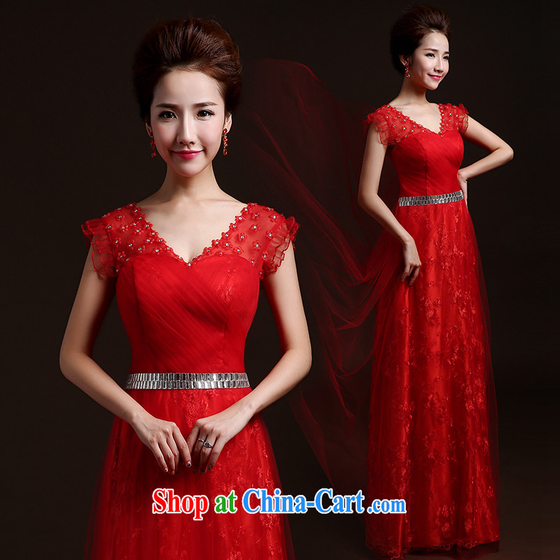 wedding dresses new 2015 Winter Fashion marriages served toast red dress moderator dress long, cultivating their bows dress red L