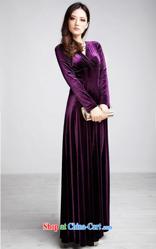 The Bekaa in Dili 3092 - Europe autumn and winter long-sleeved dresses, wool long dresses V collar dresses purple XXL pictures, price, brand platters! Elections are good character, the national distribution, so why buy now enjoy more preferential! Health