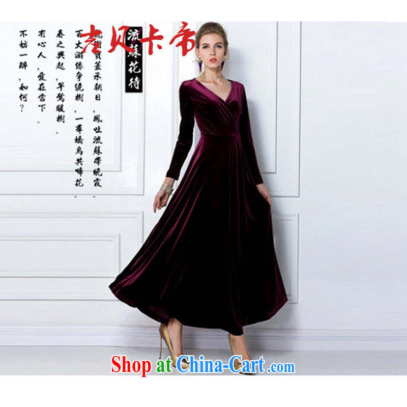 The Bekaa in Dili 3092 - Europe and North America autumn and winter long-sleeved dresses, wool long dresses V collar dresses purple XXL, Bekaa in Dili (JIBEIKADI), online shopping
