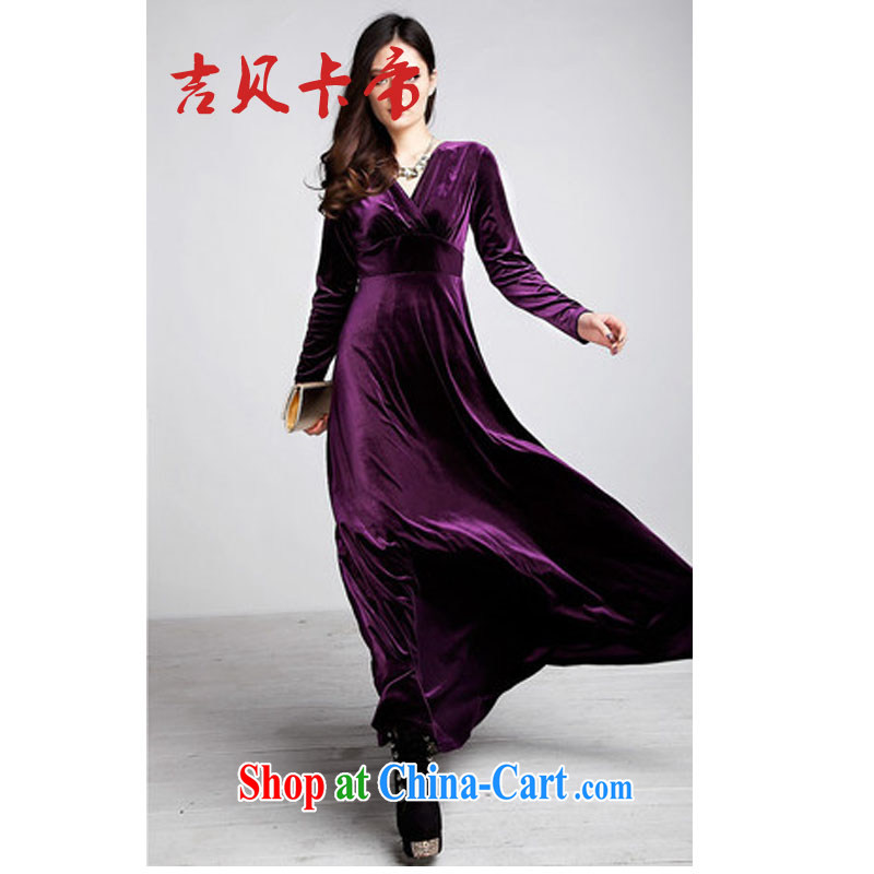 The Bekaa in Dili 3092 - Europe and North America autumn and winter long-sleeved dresses, wool long dresses V collar dresses purple XXL, Bekaa in Dili (JIBEIKADI), online shopping