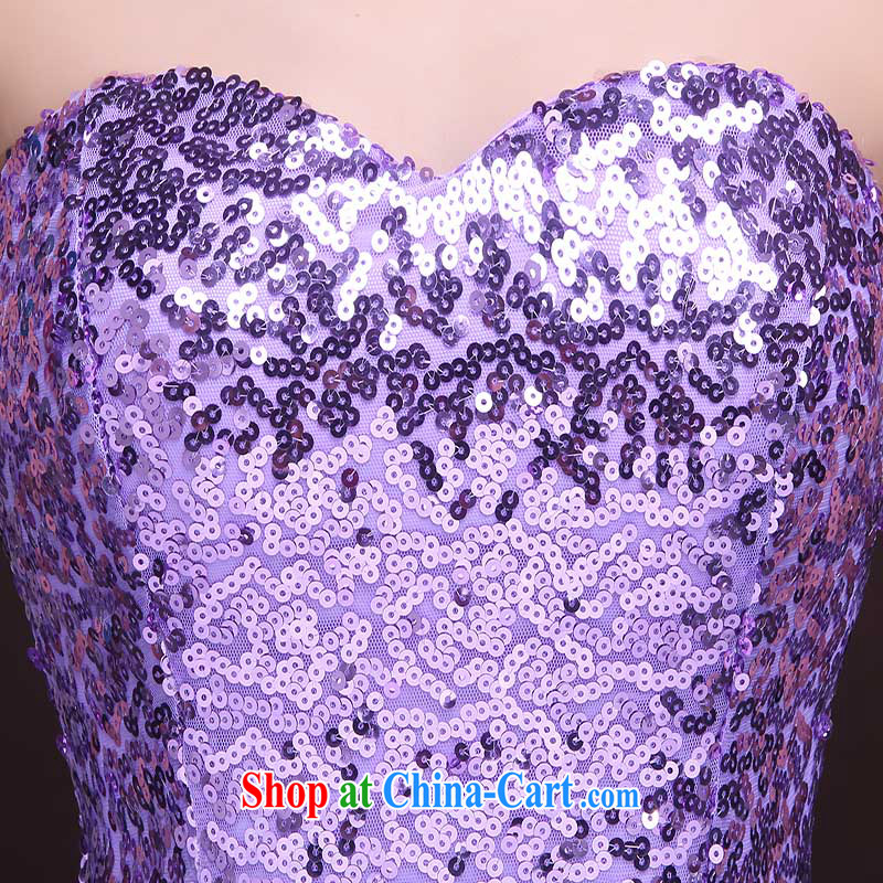 Wei Qi gold Evening Dress bridal toast serving New 2015 summer long stylish erase chest dress crowsfoot cultivating the annual meeting banquet dress dancing light purple L, Qi wei (QI WAVE), online shopping