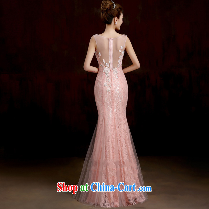 Yong-a stunning and stylish 2015 toast serving long-field shoulder-tail dress retro high-end crowsfoot dress uniform performances conducted dress pink. size color is not final, and Yong-yan good offices, shopping on the Internet