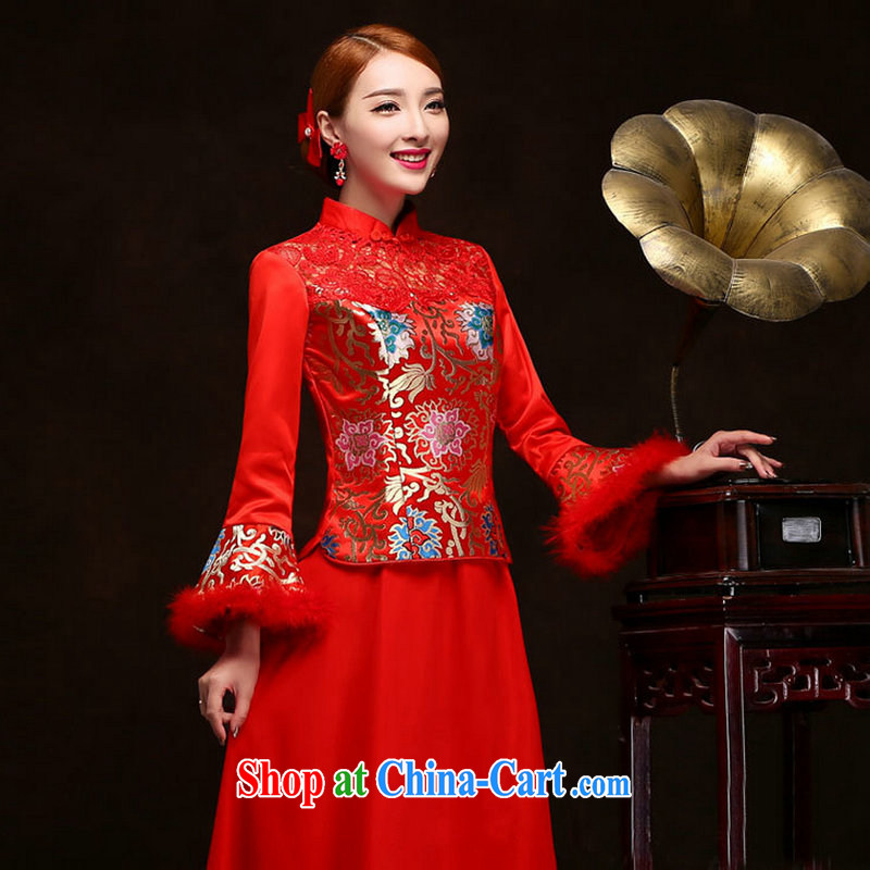 There are optimized color Kingfisher red bows Service Bridal long 2014 new marriage and marriage wedding dresses long-sleeved Autumn and Winter load YSB 2083 red XXL, yet also optimize their swords into plowshares, and shopping on the Internet