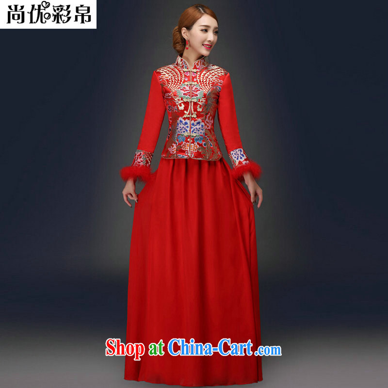 There are optimized color Kingfisher winter new long-sleeved dresses retro toast YFTK service 2080 red XXL
