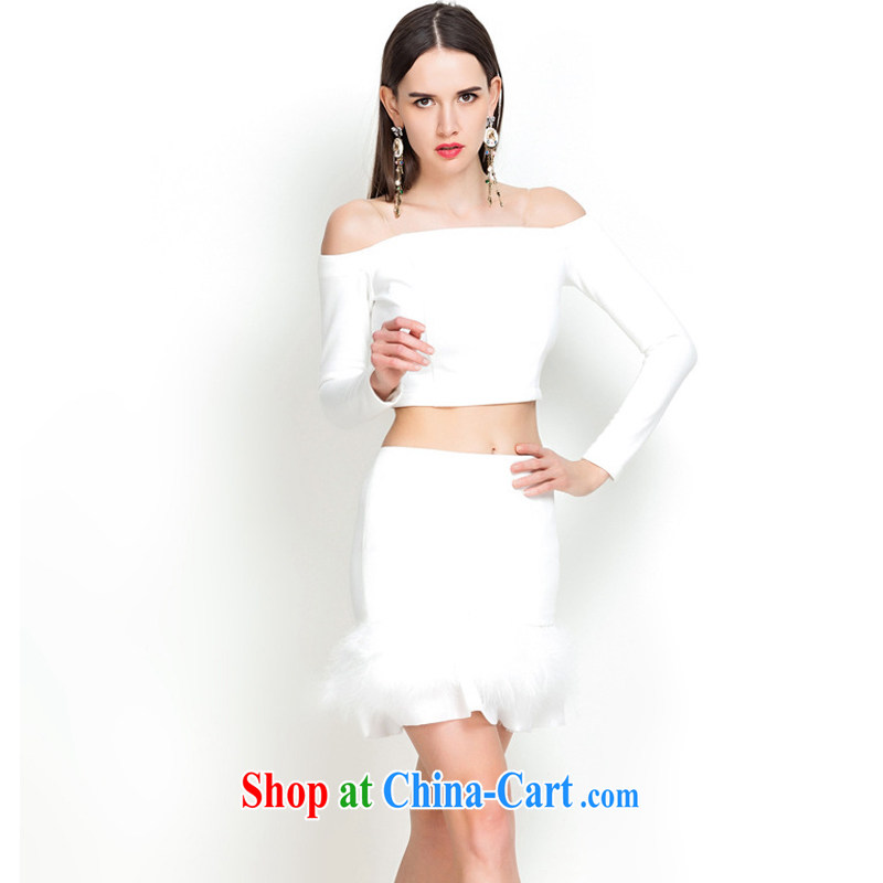 Yi Ge Theo-Ben Gurirab of aristocratic ladies temperament a bare shoulders dress bridesmaid banquet party show small dress skirt split Kit 7163 + 5151 white package L, Yi Ge lire (YIGELILA), online shopping