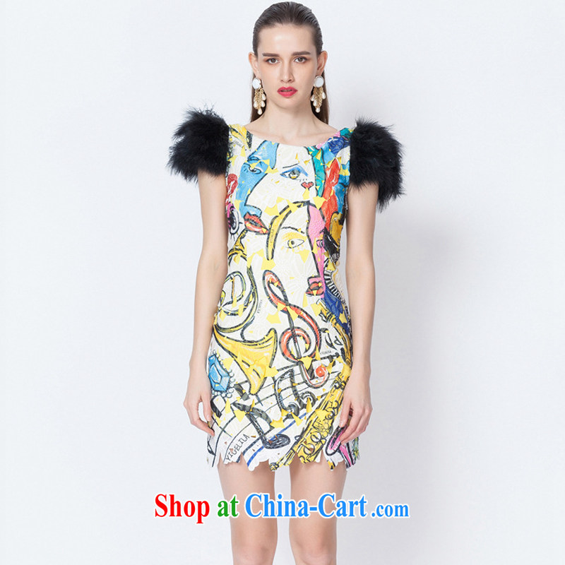 Yi Ge Theo-Ben Gurirab of aristocratic ladies Flamingo feather shoulder banquet performances dress skirt real-time identify 6612 L, Yi Ge lire (YIGELILA), online shopping