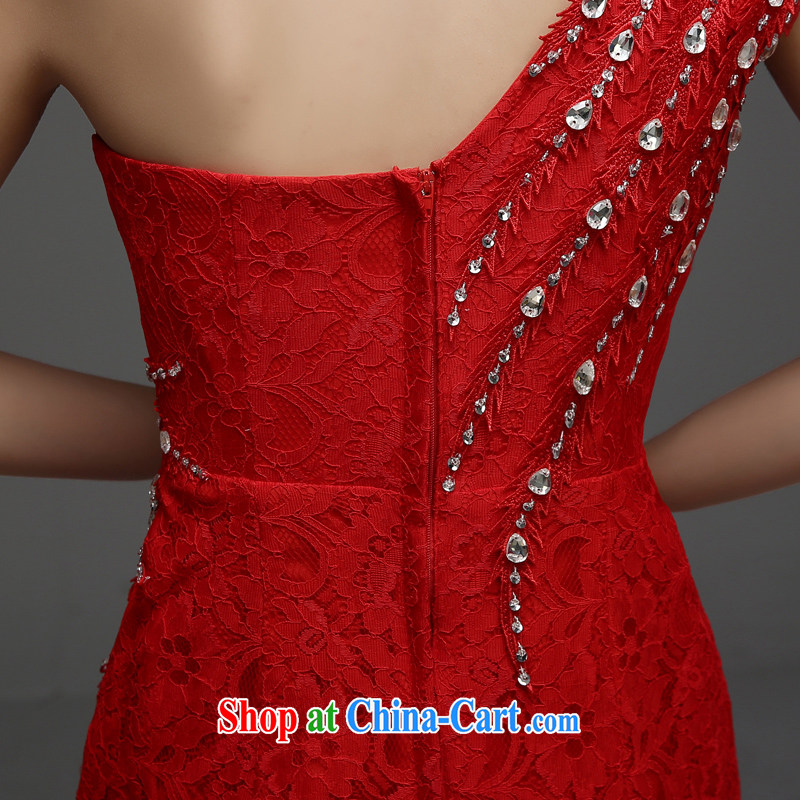 7 color 7 tone 2015 new long single shoulder cultivating parquet drill crowsfoot banquet toast clothing dress L 029 red tailored (final), 7 color 7 tone, shopping on the Internet