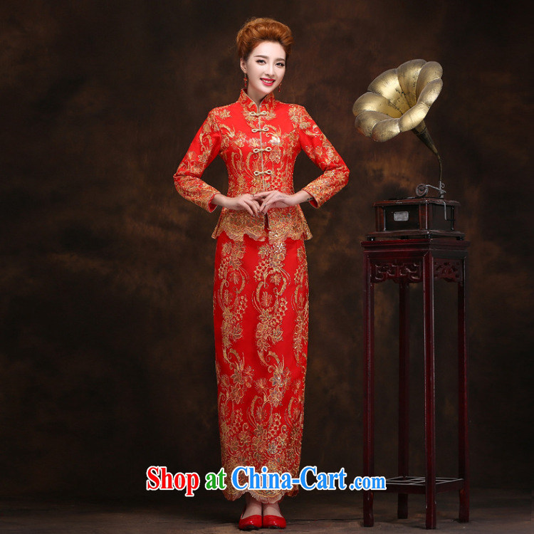 New improved retro sexy lace wedding dresses winter wedding toast serving long gown, long-sleeved dresses YY 2093 red XXL pictures, price, brand platters! Elections are good character, the national distribution, so why buy now enjoy more preferential! Health