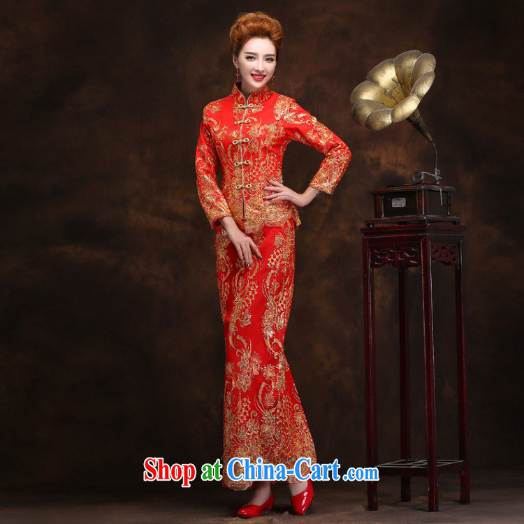 New improved retro sexy lace wedding dresses winter wedding toast serving long gown, long-sleeved dresses YY 2093 red XXL pictures, price, brand platters! Elections are good character, the national distribution, so why buy now enjoy more preferential! Health
