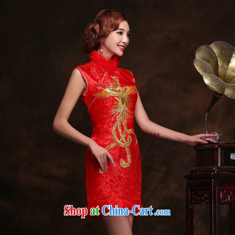There is a short red, improved cheongsam dress wedding dresses bridal toast dress Chinese Antique new stylish YY 2095 red XXXL, yet, and that, on-line shopping