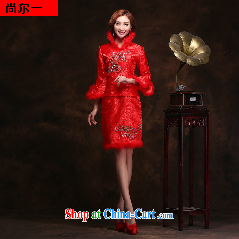 There are 12,014, autumn and winter, new cotton dresses wedding dress-Nagymaros collar warm the Marriage Code toast clothing qipao YY 2097 red XXL
