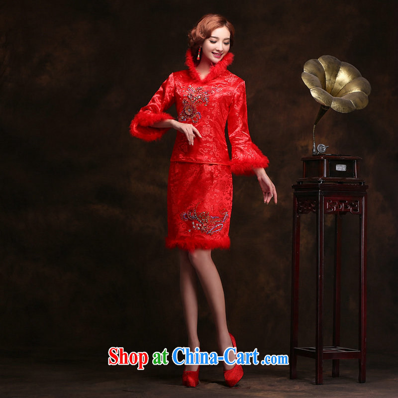There are 12,014, autumn and winter, new cotton dresses wedding dress-Nagymaros collar warm the Marriage Code toast serving dresses YY 2097 red XXL, yet, and that, on-line shopping
