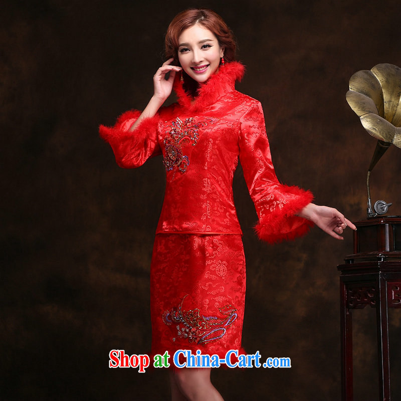 There are 12,014, autumn and winter, new cotton dresses wedding dress-Nagymaros collar warm the Marriage Code toast serving dresses YY 2097 red XXL, yet, and that, on-line shopping