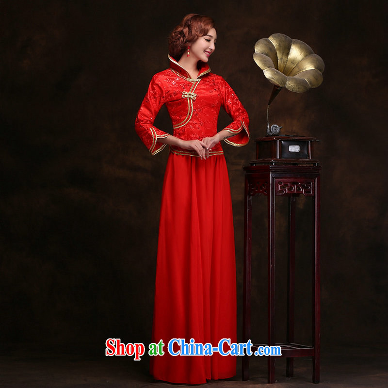 Still, 12,014 new winter married women serving toast cheongsam dress improved beauty and stylish long Chinese wedding dresses YY 2099 red XXL, yet, and that, on-line shopping