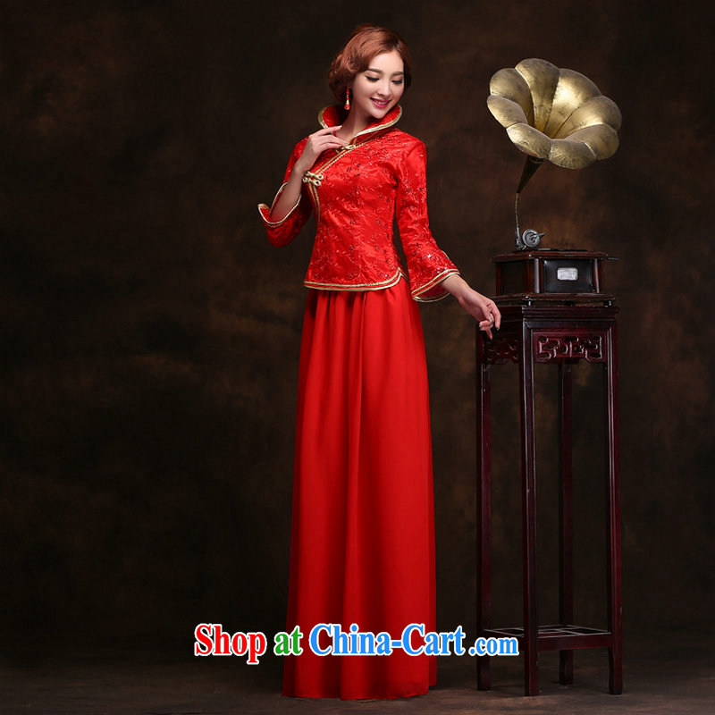 Still, 12,014 new winter married women serving toast cheongsam dress improved beauty and stylish long Chinese wedding dresses YY 2099 red XXL, yet, and that, on-line shopping