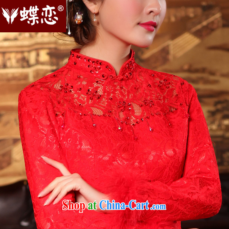 Butterfly Lovers fall 2015, Retro improved cheongsam to liquor service at Merlion dress long-sleeved red wedding dress winter 49,161 red XXL, Butterfly Lovers, shopping on the Internet