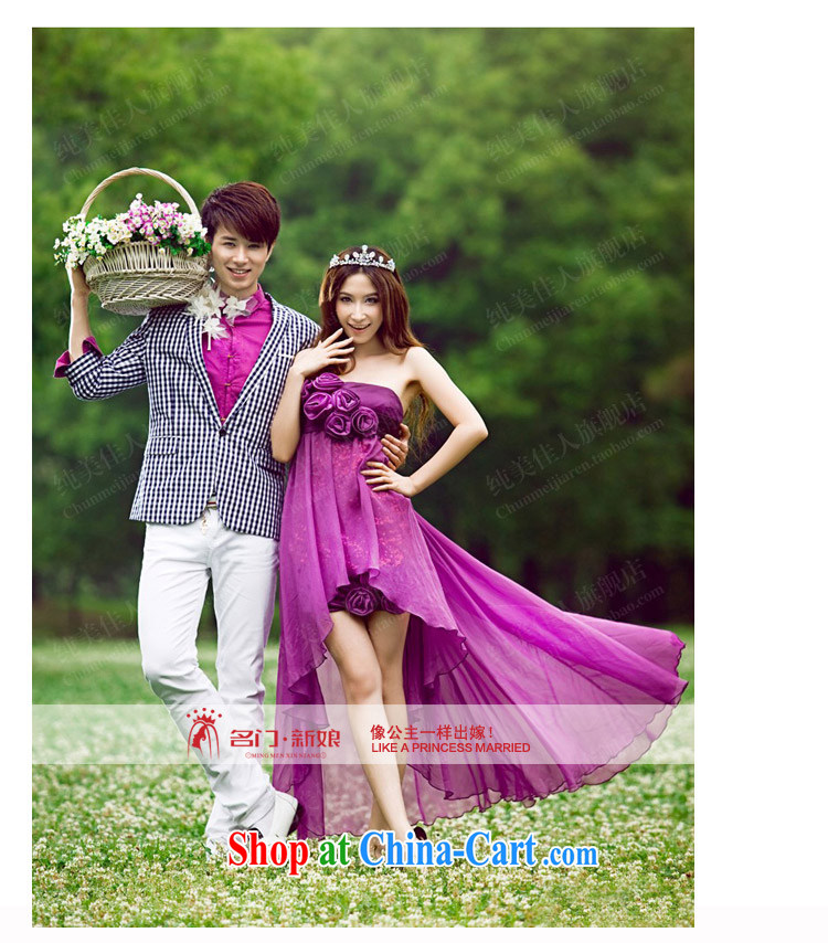 The bride's wedding dresses 2015 new front short long purple dress flowers manually 409 purple M pictures, price, brand platters! Elections are good character, the national distribution, so why buy now enjoy more preferential! Health