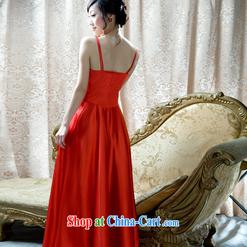 The bride's wedding dresses marriage red bows dress stylish single shoulder dress 766 red M, the bride, shopping on the Internet