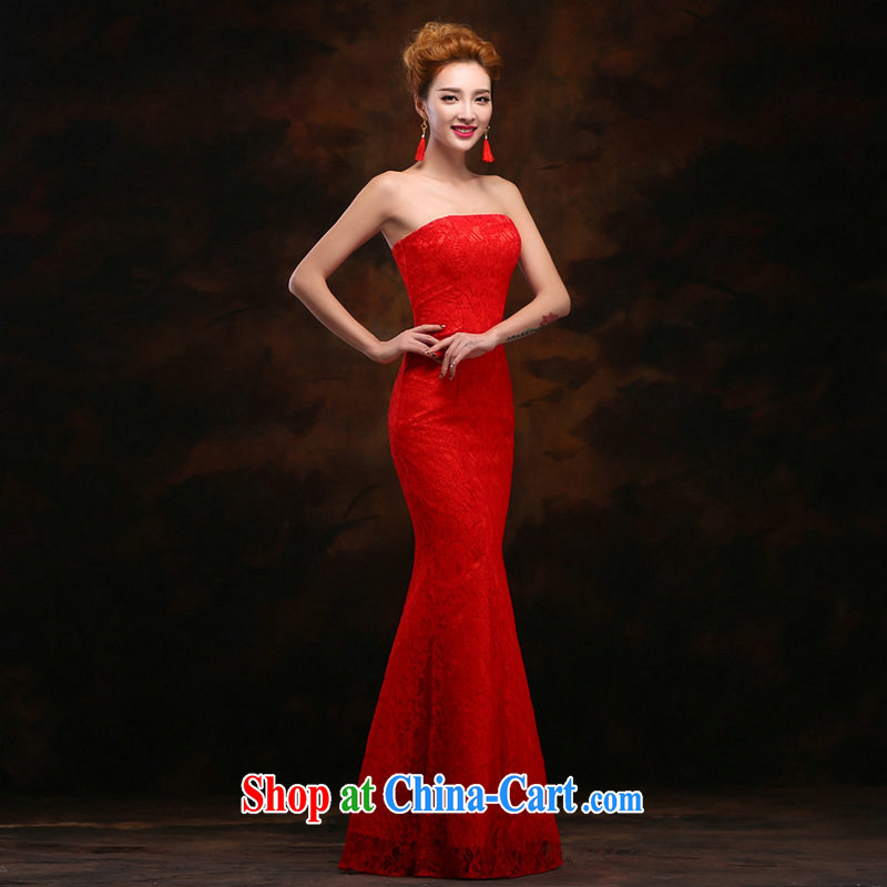 There is a Korean-style bare chest cultivating long dinner bridesmaid wedding dresses bows dress YS 2398 red L, yet, and, shopping on the Internet