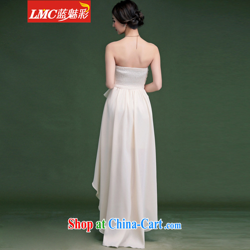 Clear blue color 2014 autumn and winter clothes new, short before long after sense of bare chest small dress dress cocktail reception dinner Evening Dress white, code, clear blue color, and shopping on the Internet