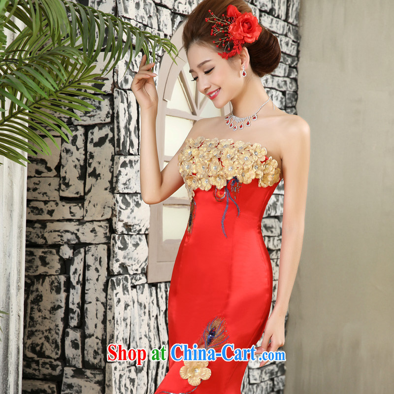 A good service is 2015 New Red bridal wedding dresses wedding dress wiped chest crowsfoot long gown dress red 2 XL, good service, and, shopping on the Internet