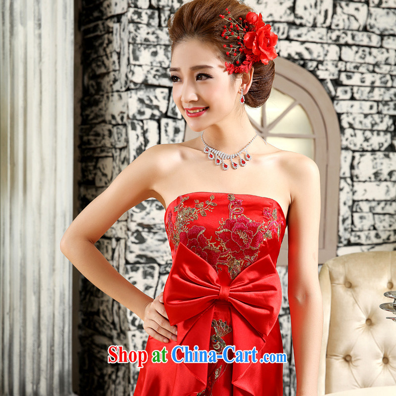 A good service is 2015 New Red wiped his chest bridal wedding dress long butterfly wedding dresses dress red 2 XL, good service, and shopping on the Internet