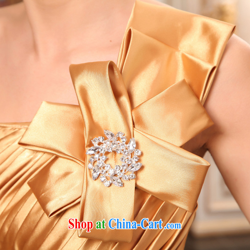 Serving a good solid gold bridal wedding dress single shoulder bare chest wedding dresses long, with evening dress toast service performance service gold 2XL, good service, and, shopping on the Internet