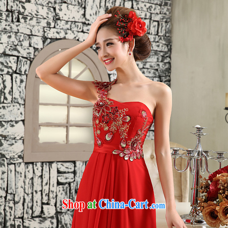 A good service is 2015 New Red bridal wedding toast serving long single shoulder wedding dresses Evening Dress evening dress red 2 XL, good service, and, shopping on the Internet