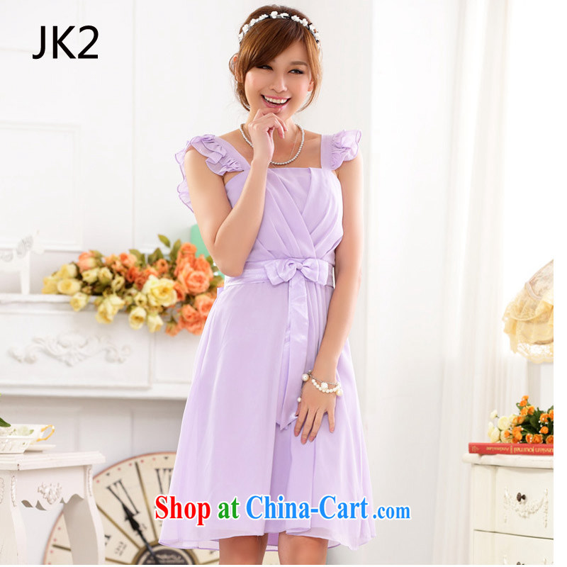 Short bridesmaid clothing mask shoulder sister banquet purple evening dress dresses thick MM the dress code JK 2 9827 purple XXXL
