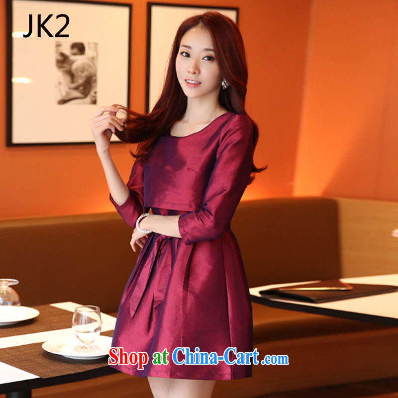 Style long-sleeved leave of two in cultivating graphics thin A Field skirt shaggy skirts dresses thick MM the dress code JK 2 9724 wine red XXXL, JK 2. YY, shopping on the Internet